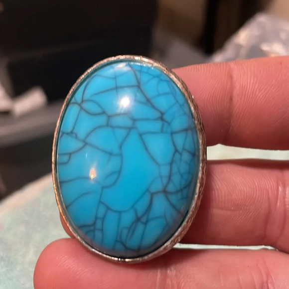 Turquoise and metal ring 💍 - Picture 5 of 6